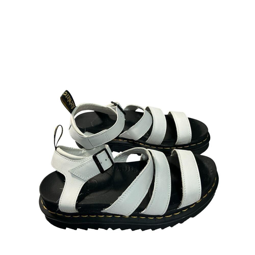 Dr. Martens Women's White Leather Strappy Sandals Buckle Logo US 9